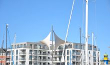 Apartmenthaus Hafenspitze  Ap. 23 "WindSegler", Blickrichtung Binnenhafen Nord/Offenes Meer