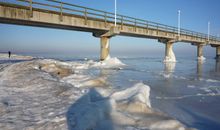 Alte Seebrücke mit Eisgang